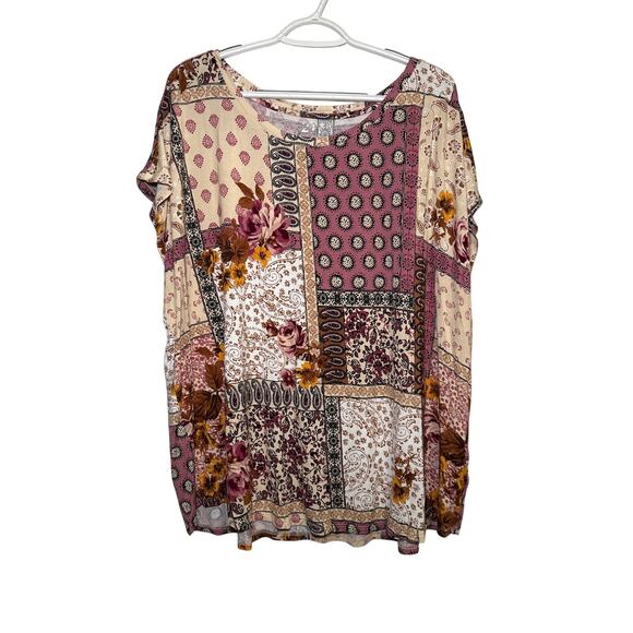 Maurices patchwork multimedia t shirt womens 3X fairy boho bohemian - Picture 1 of 7